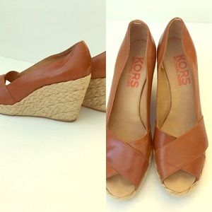 Michael Kors leather wedge shoes gently used